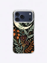 Sage Moon Herbarium iPhone case, Moonlit Medicinal Garden pattern with sage foliage and rust seed heads