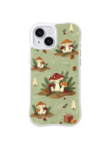 Sage Woodland Noel iPhone 15 case with sage forest mushroom arrangement