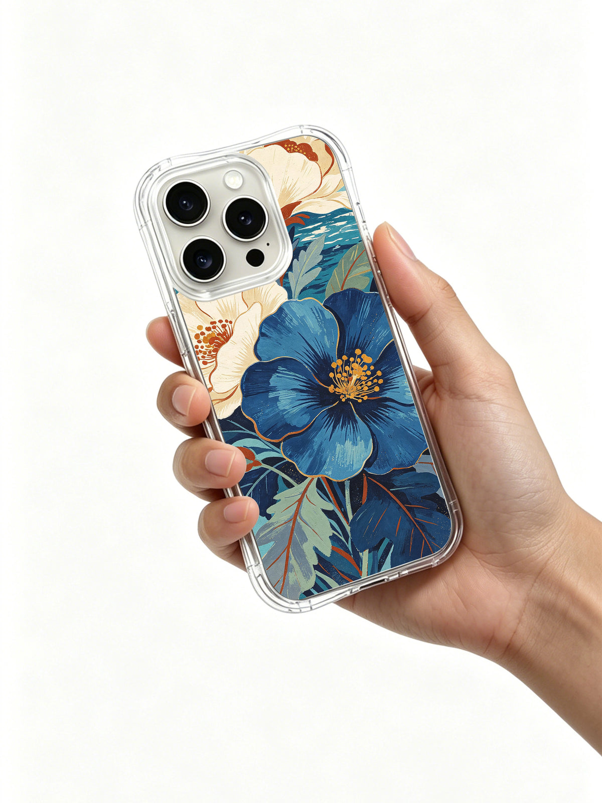 Product or handheld view of the Sapphire Blossom Tide case