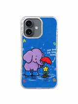 Save Room for Small Things elephant and flower artwork shown on an iPhone 16 case front view