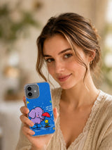 Save Room for Small Things elephant and flower iPhone 16 case in a styled lifestyle scene