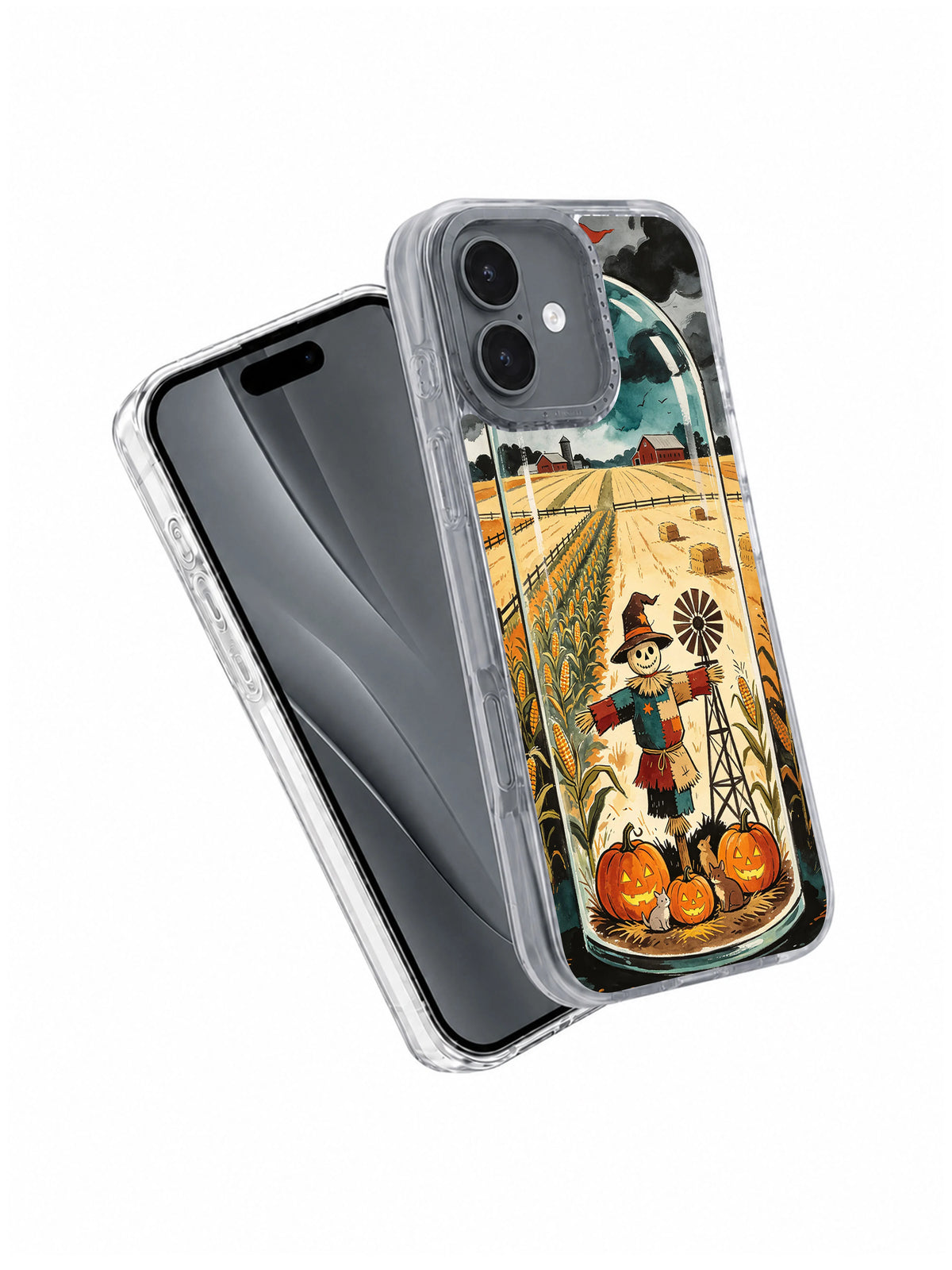 Angled view of The Scarecrow Watch iPhone 17 case