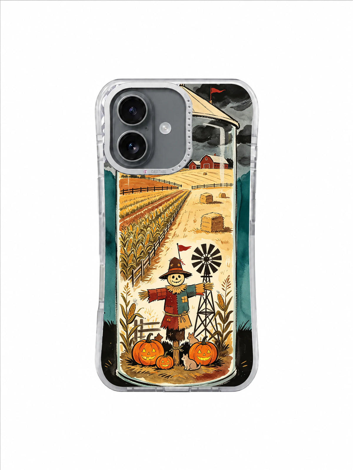 Pumpkin Lantern Field Guard artwork on an iPhone 17 case