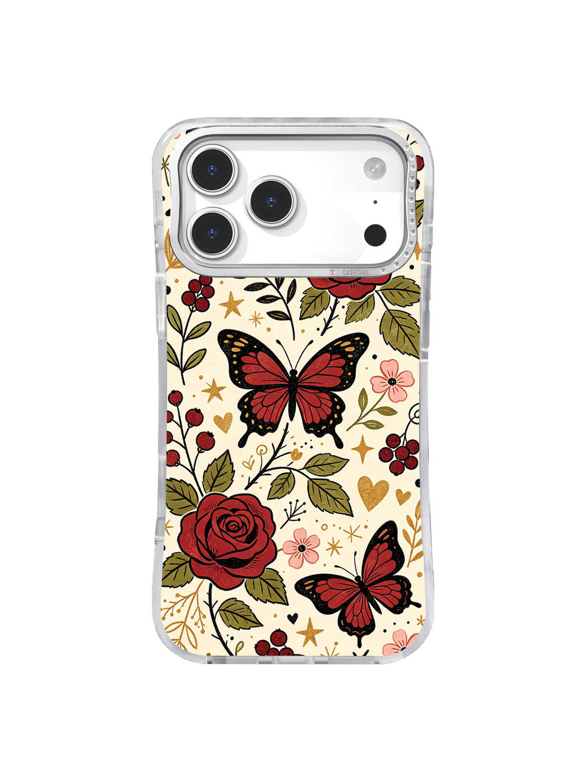 Scarlet Butterfly Rose pattern for iPhone 17 Pro Max case