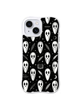 Midnight Lecture Chorus monochrome ghost pattern on black iPhone 15 Plus case