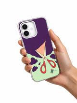 Hand holding Scissors Open the Weather artwork on a white iPhone case