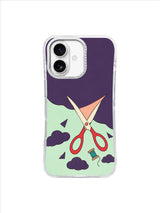 Vermilion scissors making a modest bright opening in a dark violet sky