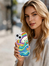 Sea Breeze Smile Drift iPhone 15 Plus case lifestyle view
