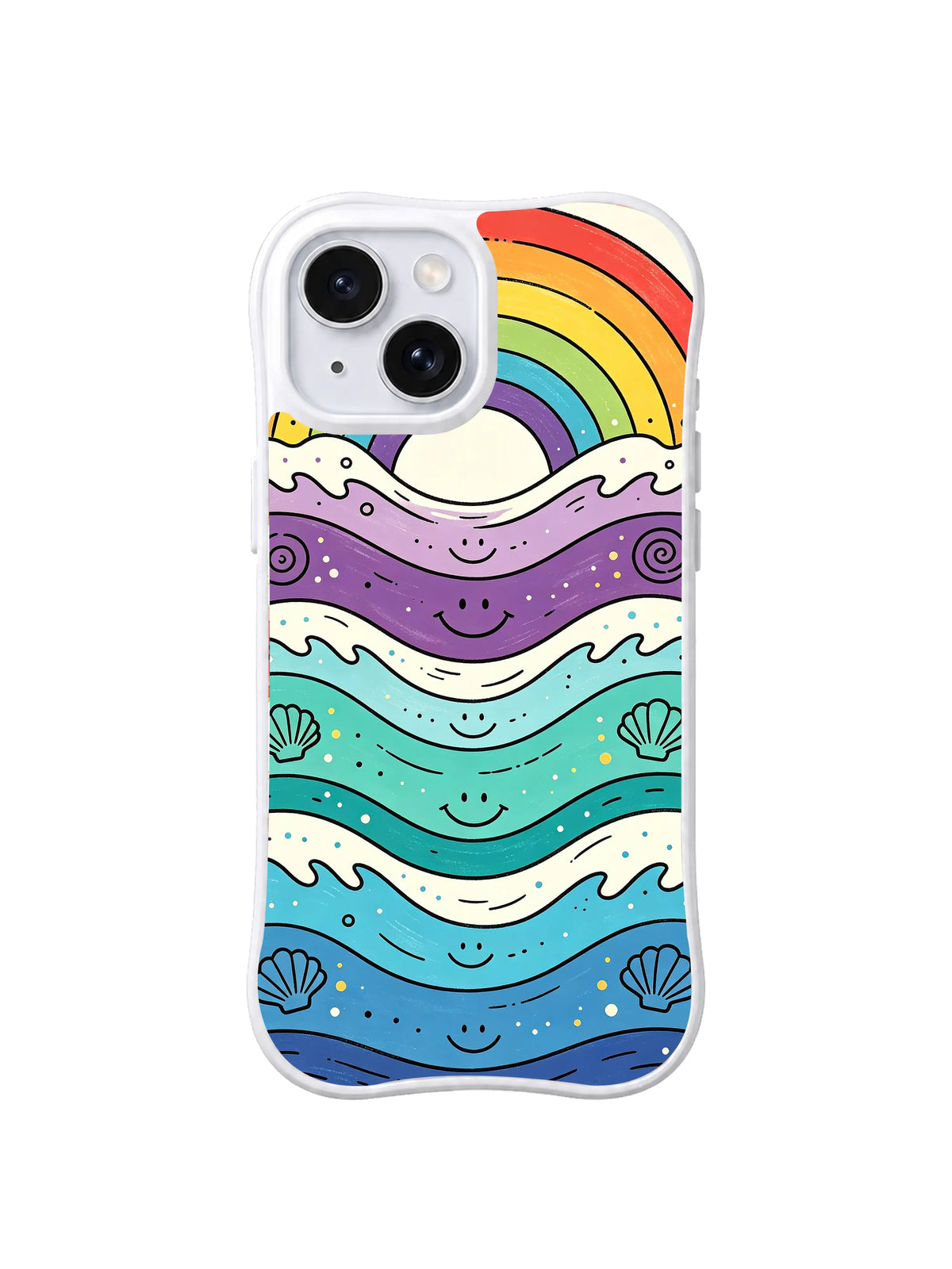 Pastel Rainbow Tide pattern iPhone 15 Plus case