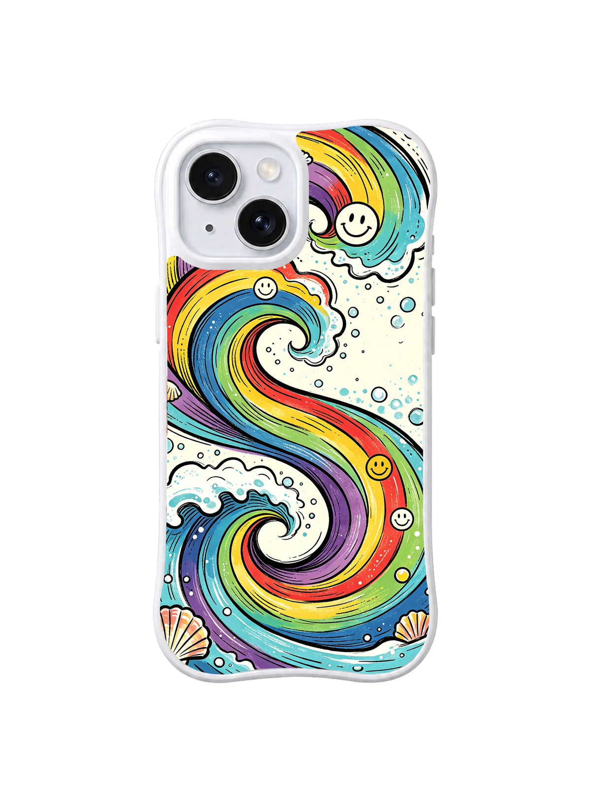 Rainbow Smile Surf pattern iPhone 15 Plus case