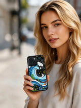 Sea Salt Scribbles artist-designed iPhone 15 Pro case lifestyle image