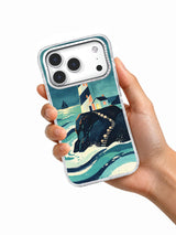 The Sea Witch's Safe Harbor iPhone case shown in hand