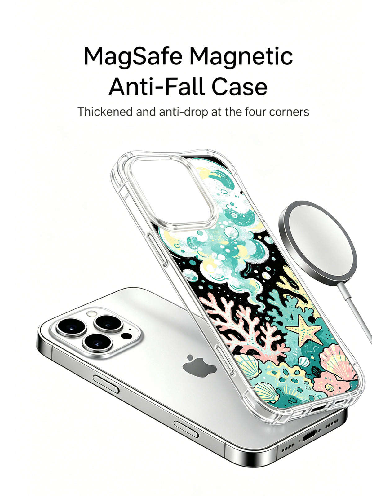 Seafoam Pop colorful coastal art iPhone 15 Pro case view 2
