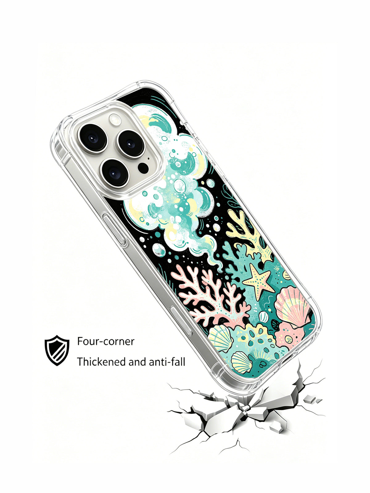 Seafoam Pop colorful coastal art iPhone 15 Pro case view 4