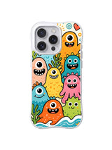 Coral Cyclops Wave colorful seaside monster art on an iPhone 13 Pro case