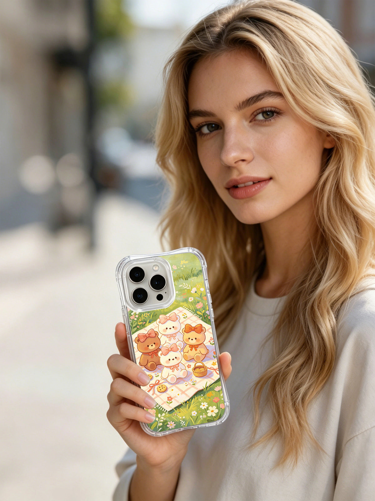 Secret Bow Bears iPhone 14 Pro Max case lifestyle view
