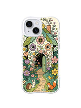 Bloom Eyed Garden Gate: A dark arched garden gate sits among oversized flowers and small woodland animals.