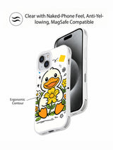 Secret Garden Duck iPhone 13 case shown with clear contour and camera opening details