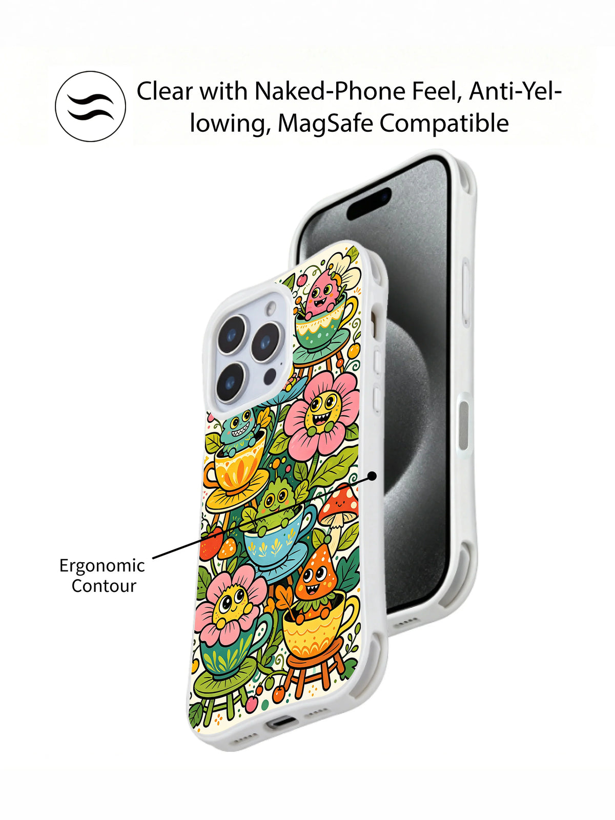 Secret Garden Oddballs iPhone 13 Pro case shown near a magnetic accessory