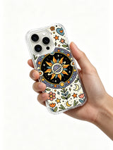 Secret Joy Universe celestial iPhone 14 Pro case held in hand