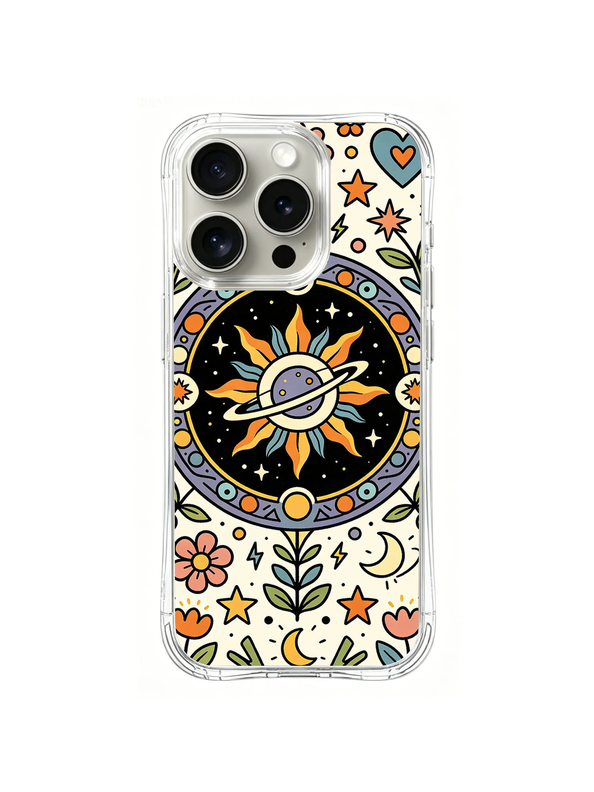 Saturn Sun Bloom celestial iPhone 14 Pro case pattern