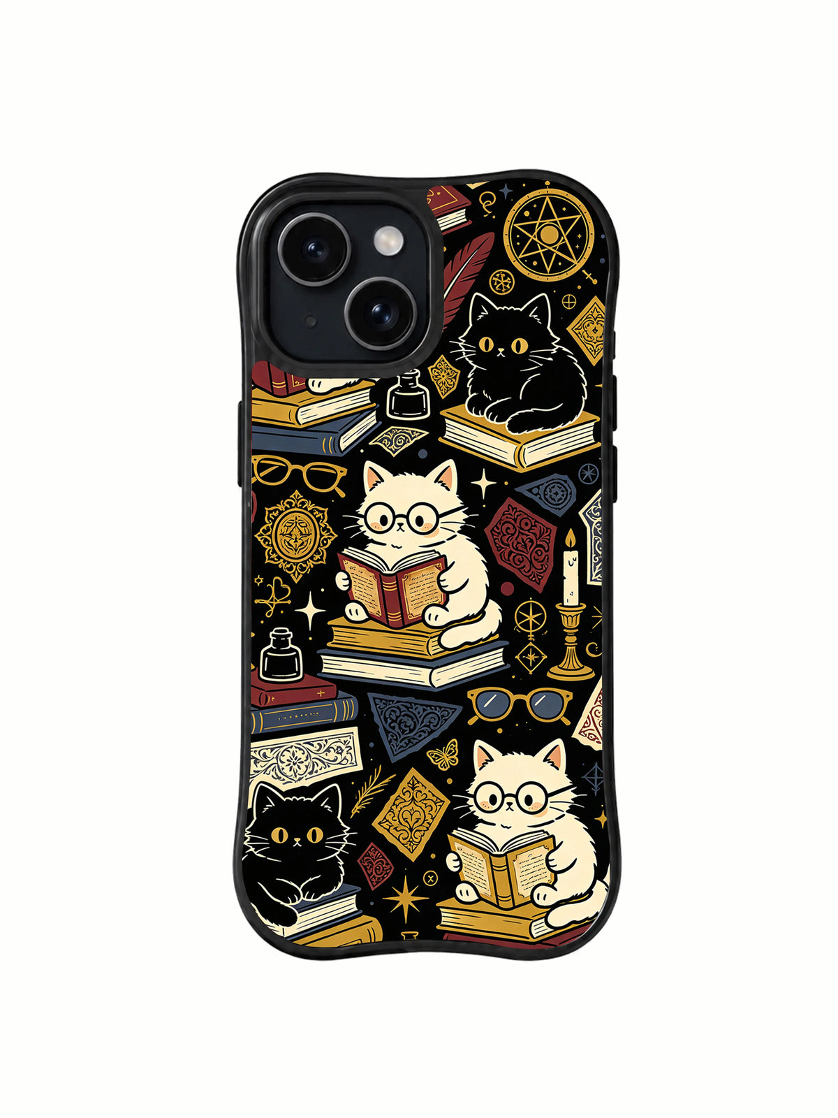 Secret Library Cats iPhone 15 case artwork front view