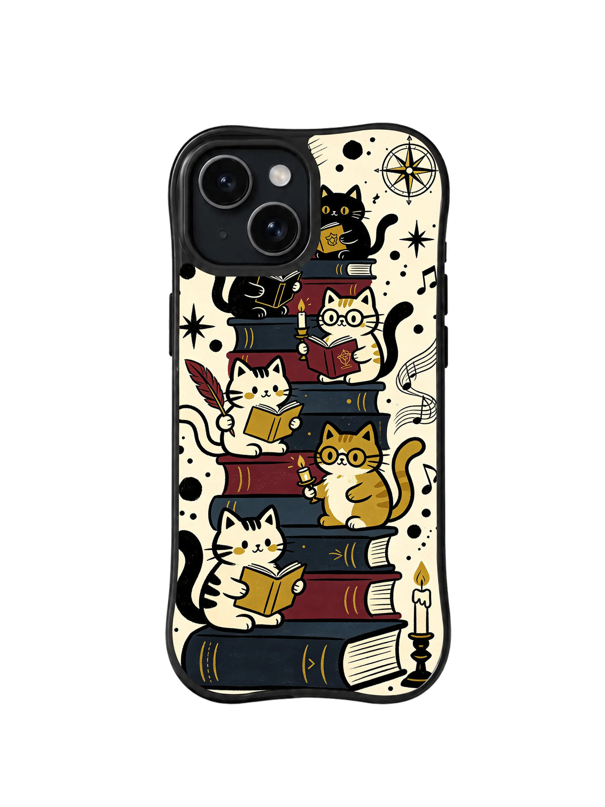 Scholarly Cat Choir pattern for iPhone 15 case