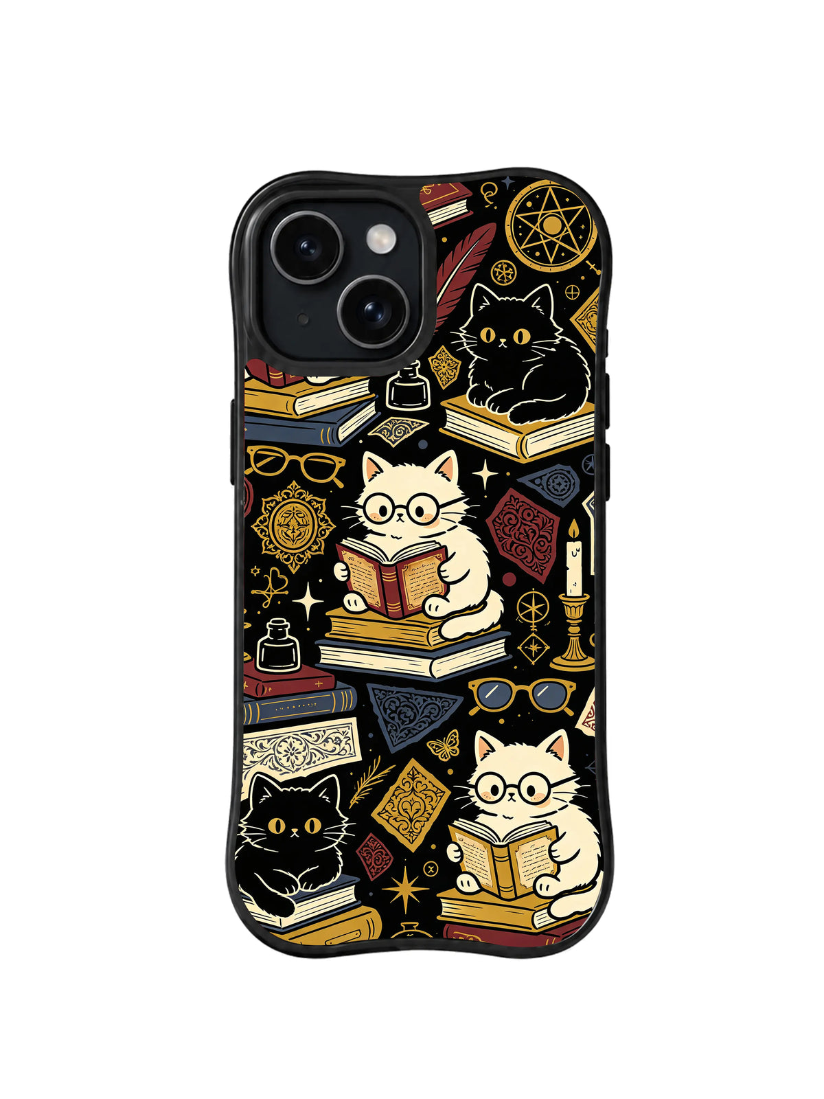 Occult Reading Cats pattern for iPhone 15 case