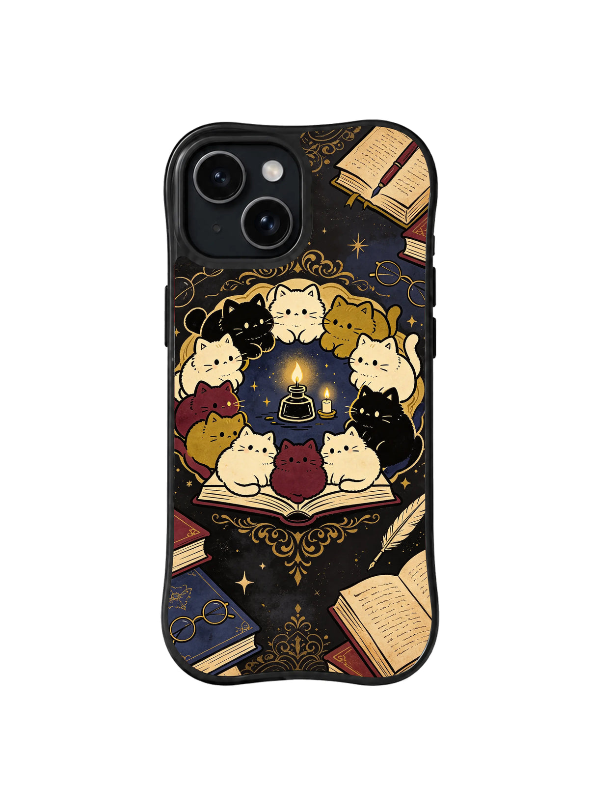 Midnight Story Circle pattern for iPhone 15 case