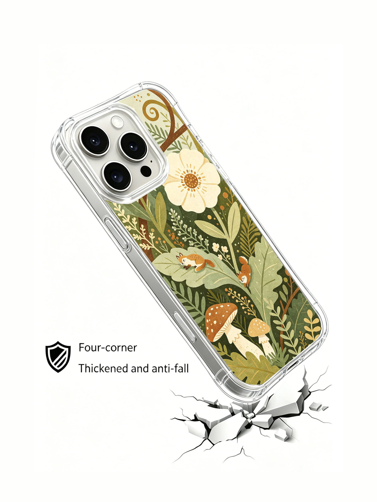 Secret Woodland Garden: Çatlak yüzey çiziminin üzerinde açılı gösterilen kılıf.
