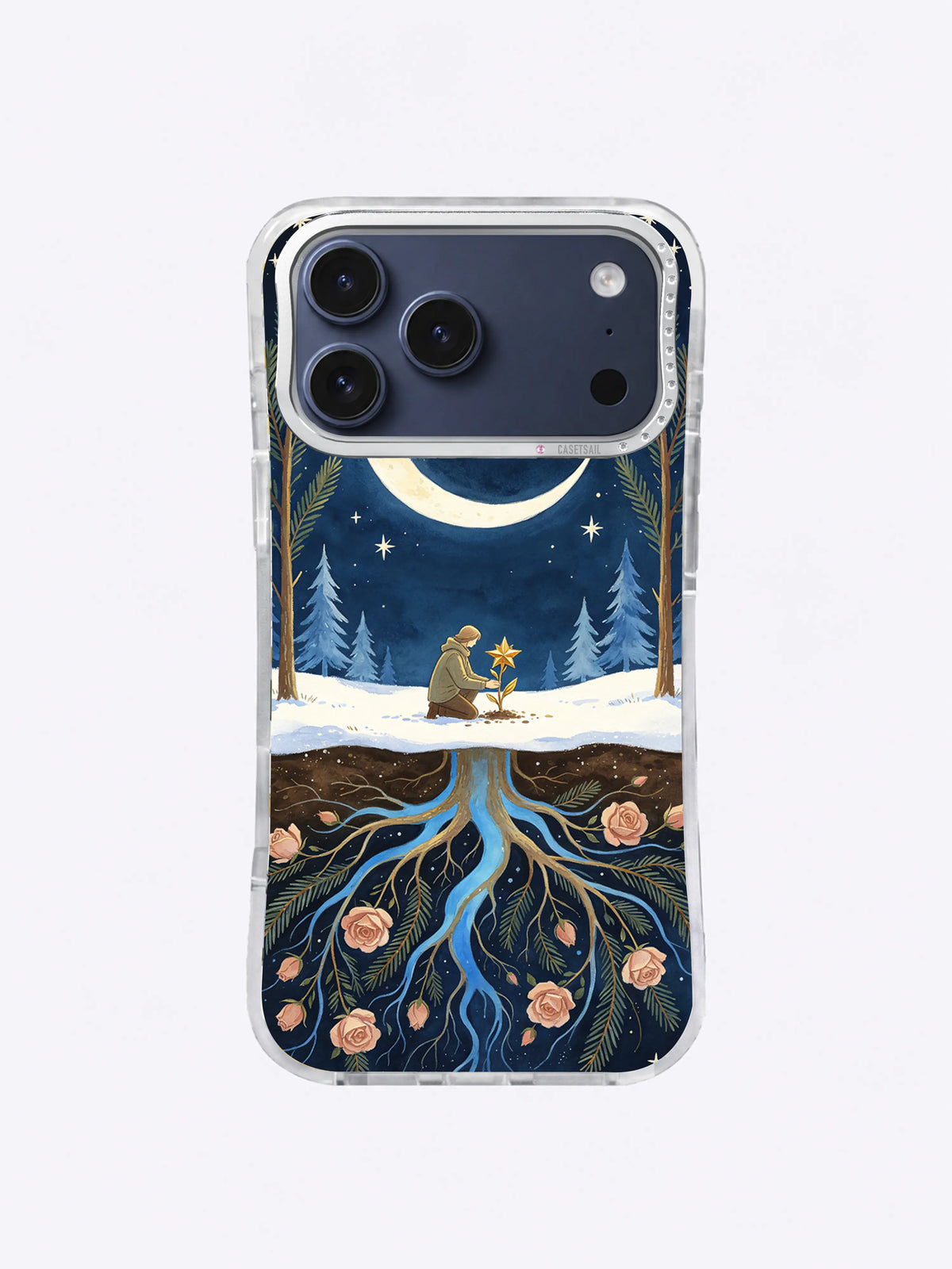 Rootwater Constellation moon and roots art on iPhone 17 Pro Max case