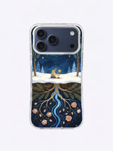 Sleeping Rose Network floral root art on iPhone 17 Pro Max case