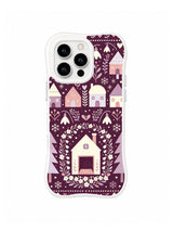 Seedling Hearth Arch folk art iPhone 13 Pro case in dark mulberry and soft pink
