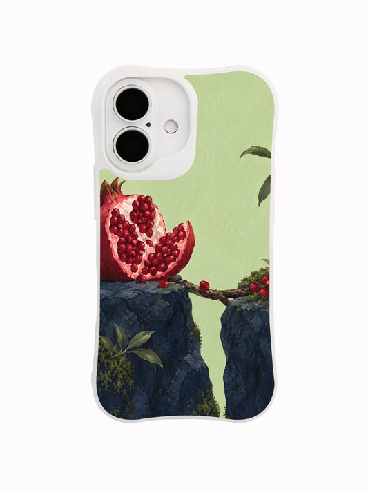 Seeds Across the Crack pomegranate iPhone 16 case by Elowen Bramble