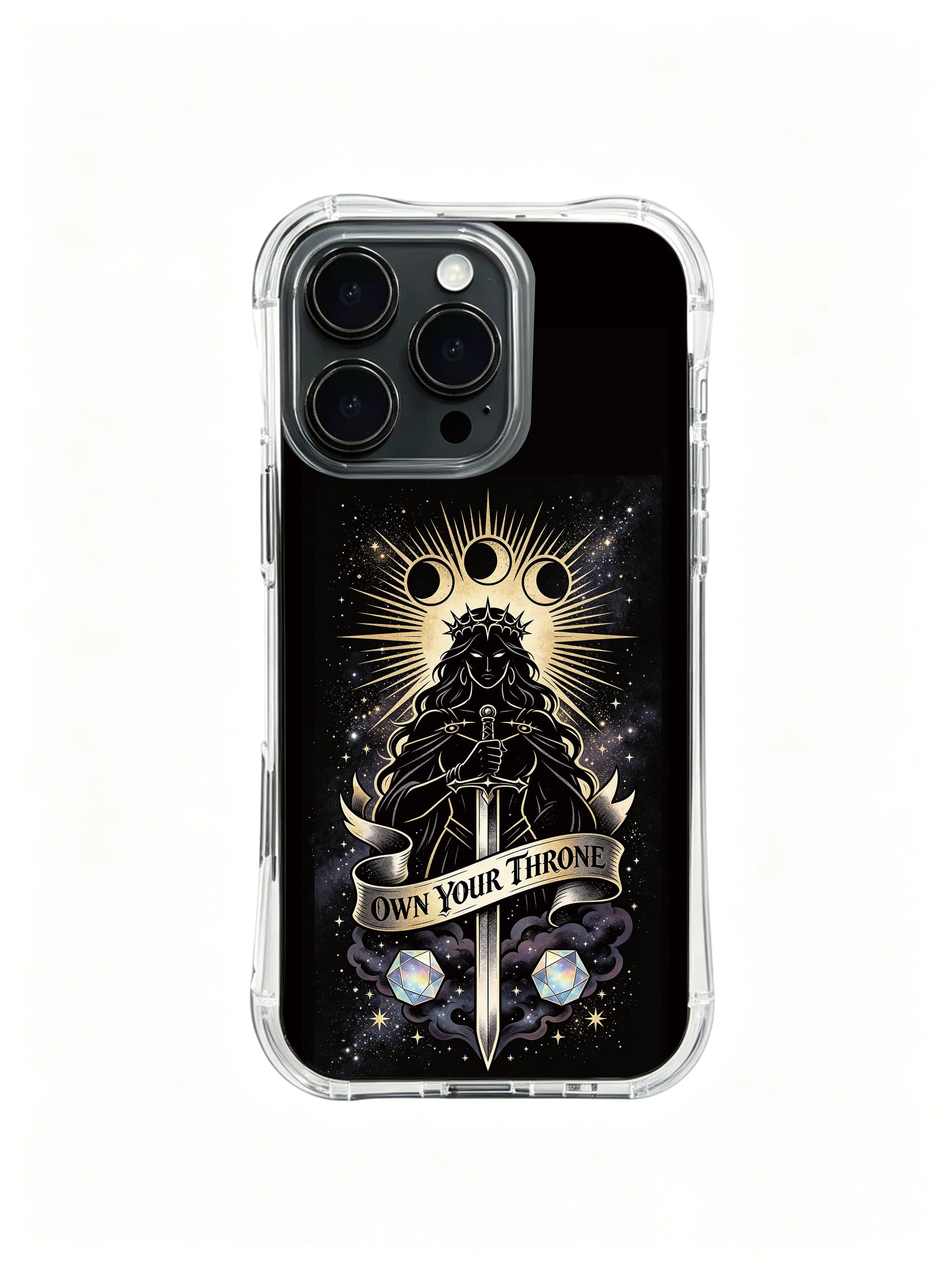 Self coronation powerful spirit PhoneCasing, business daily style iPhone 14 Plus Case, impact resistant protective phone casing.
