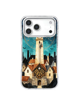 Paper Star Gearworks iPhone case with astronomical chart and village