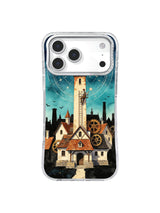 Clockmaker's Ladder dark academia iPhone case with tall cream tower