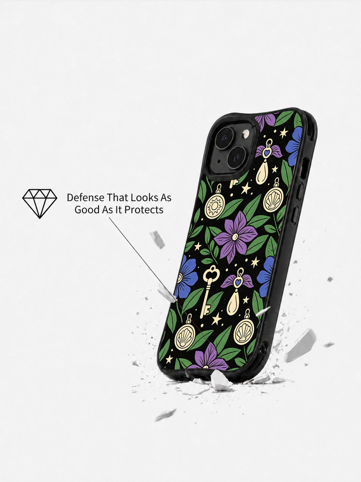 Shadow Trinket Garden iPhone 15 Plus case artwork detail