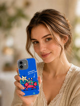 Sideways Still Gets There pink crab iPhone 16 case in a styled lifestyle scene