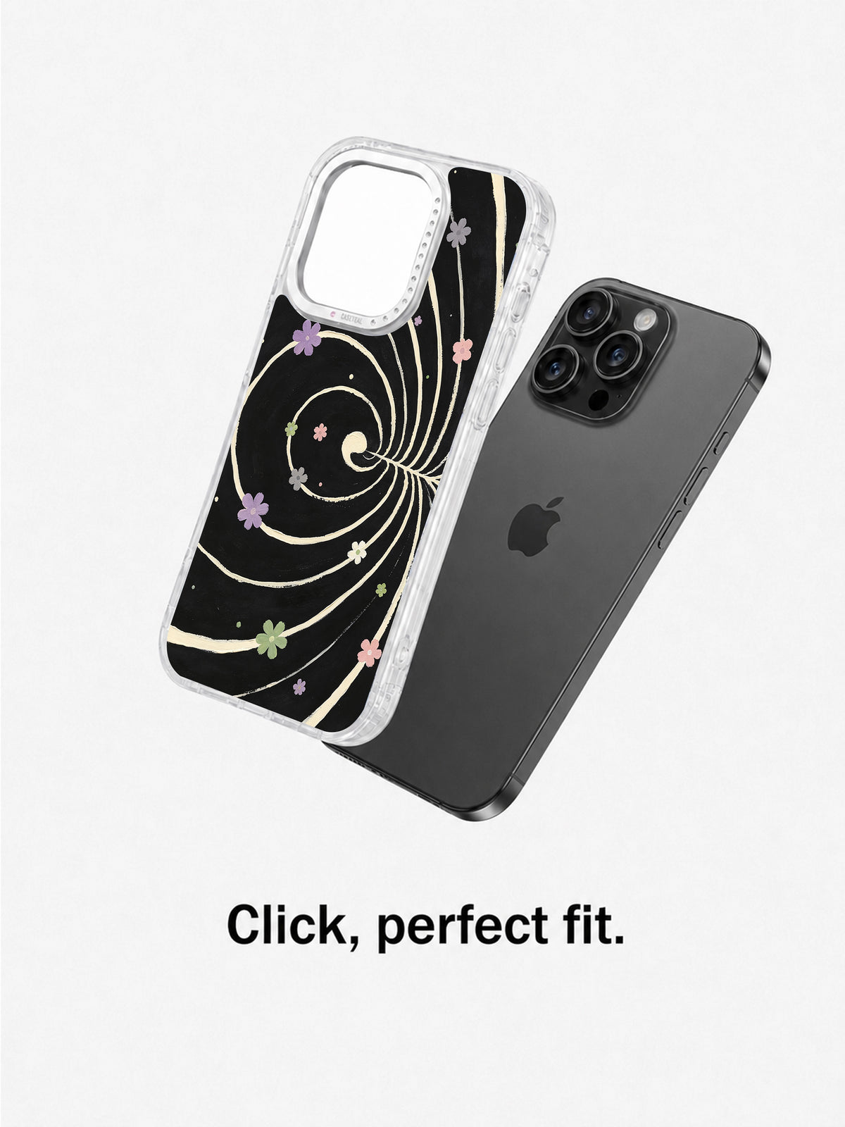 Clear spiral flower art case separated from iPhone 16 Pro Max