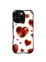 Silent Crown Hearts red leopard heart iPhone 16 Pro case front view