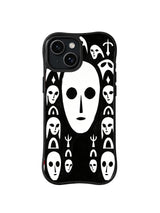 Silent Mask Assembly white face pattern on black iPhone 15 Plus case