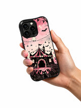 Black cat and ghost circus iPhone 13 Pro case lifestyle image