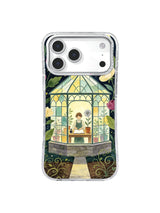 Silver Flower Conservatory Crescent Moth Garden artwork on iPhone case