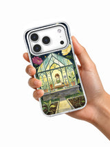 Silver Flower Conservatory iPhone case held in hand