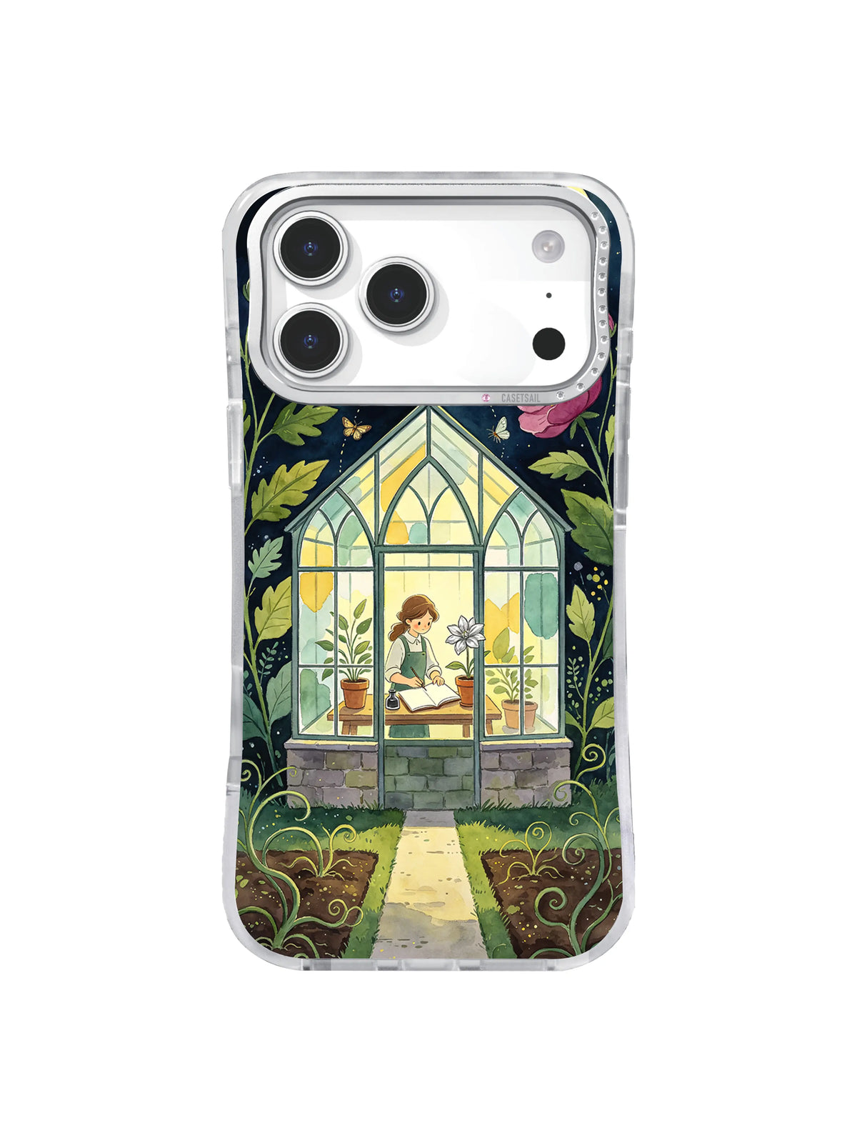 Silver Flower Conservatory Magenta Vine Atrium artwork on iPhone case