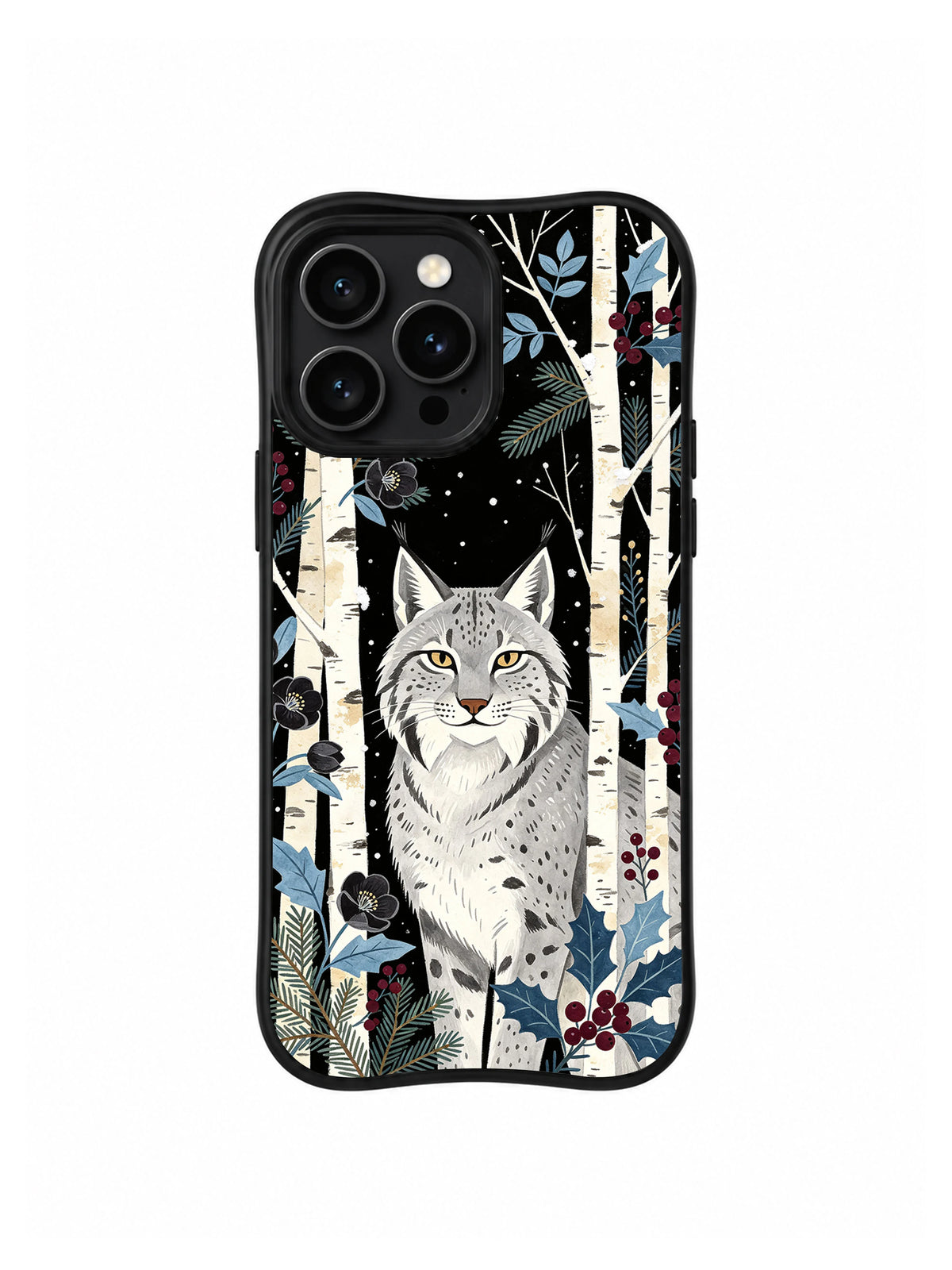 Silver lynx winter iPhone 15 Pro Max case by Elowen Fern