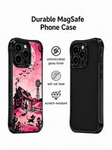 Skeleton cactus, cowboy, and black cat iPhone 13 Pro case detail