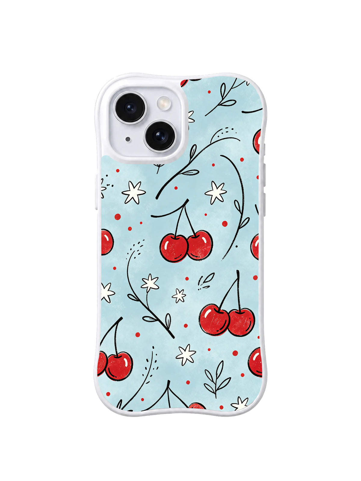 Sky Blue Cherry Bloom pattern iPhone 14 Plus case