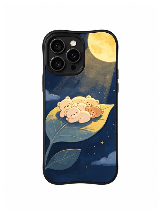 Sleepy Moon Bears iPhone 14 Pro Max case in Moonflower Bear Nap artwork